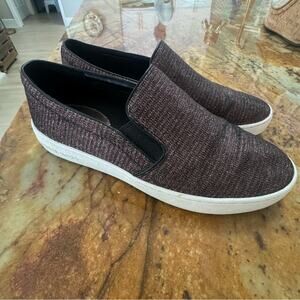 Michael Kors Women's Burgundy Glitter Slip On Sneakers Size 9 Athleisure